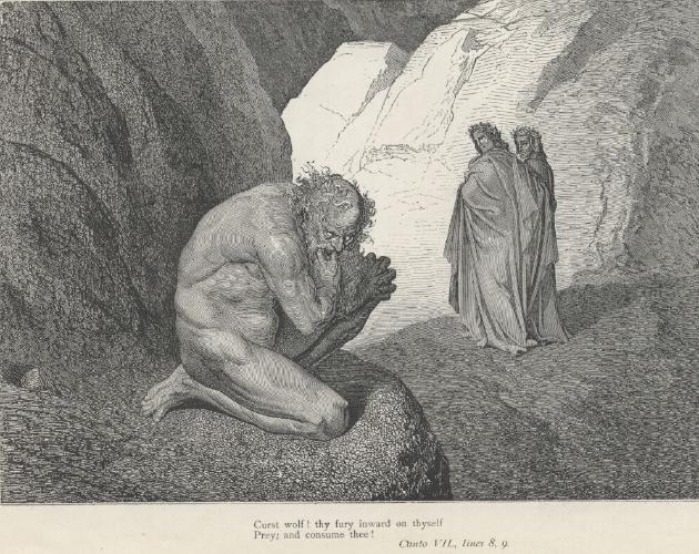 
Dante and Virgil meet Pluto on the Chant VII of the Divine Comedy.
